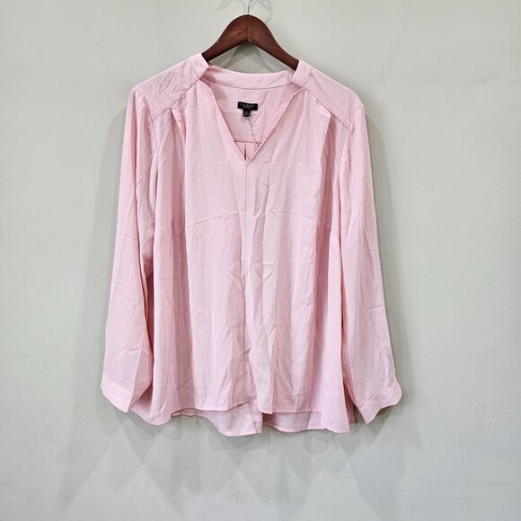 Talbots Women's Chiffon Popover Top Petite 2XP Pink Long Sleeves Neutral Office - Picture 1 of 13